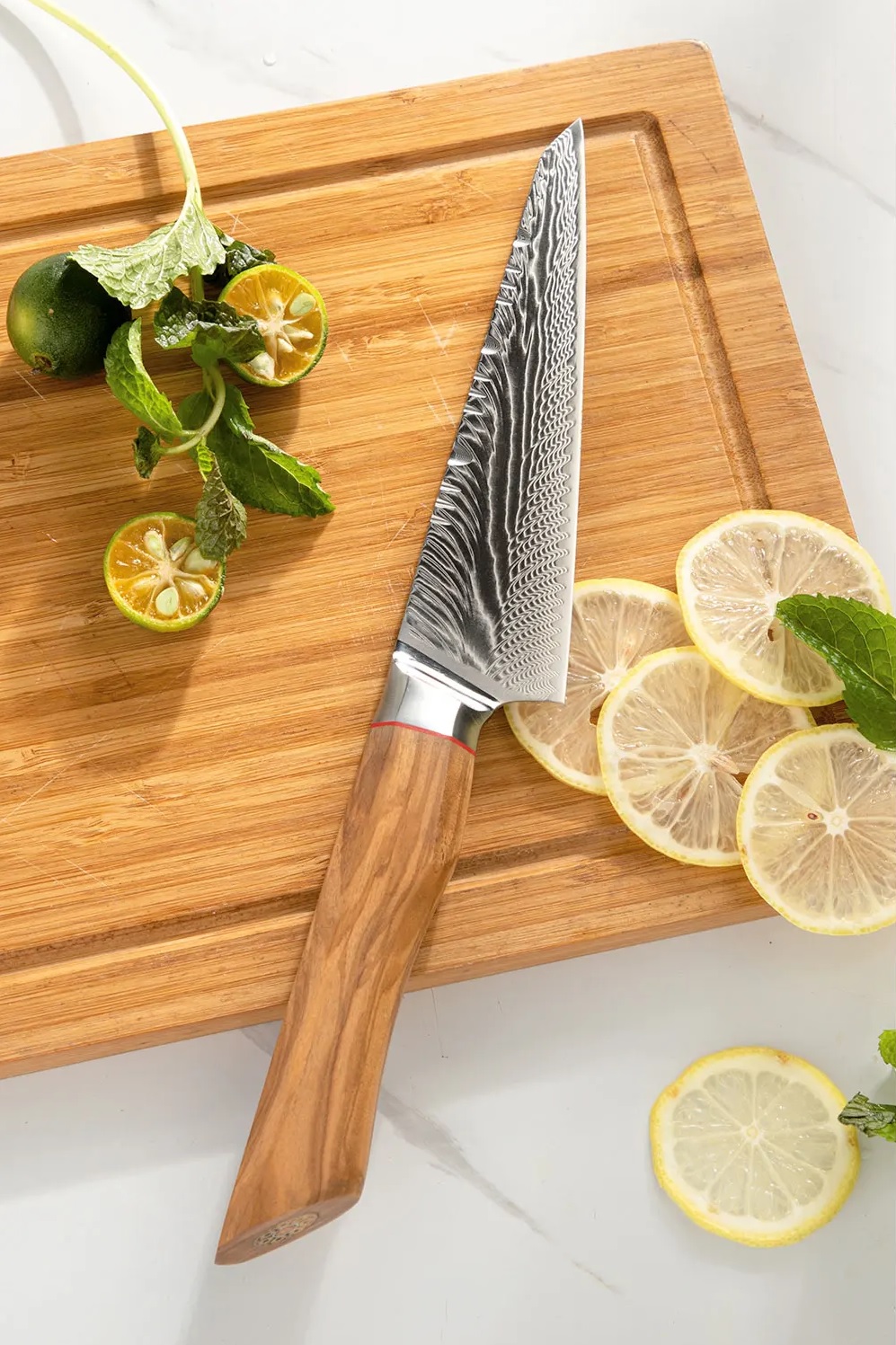 Olive wood damaškový utiliti nůž  04